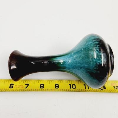VINTAGE BLUE MOUNTAIN POTTERY CANADA TEAL & BROWN VASE