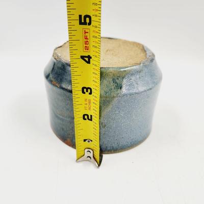 MULTI TONED BLUE SIGNED POTTERY BOWL