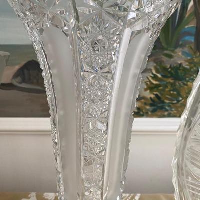 Assorted mix and match crystal, cut glass and clear glass vases