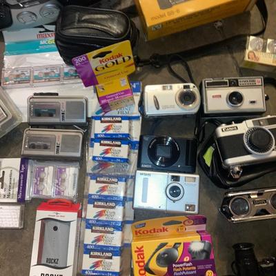 Lot of vintage media, cameras and electronics