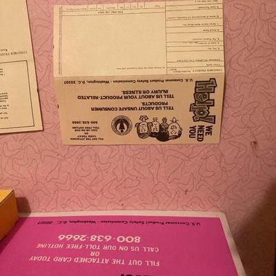 1975 cardboard signage with 70’s  shelf liner.