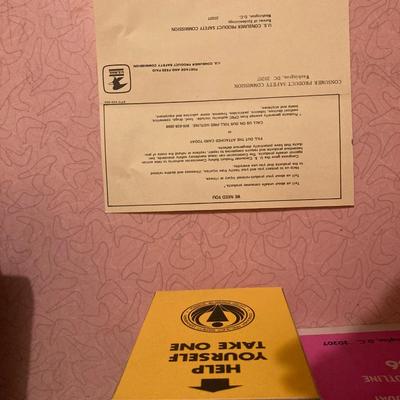 1975 cardboard signage with 70’s  shelf liner.