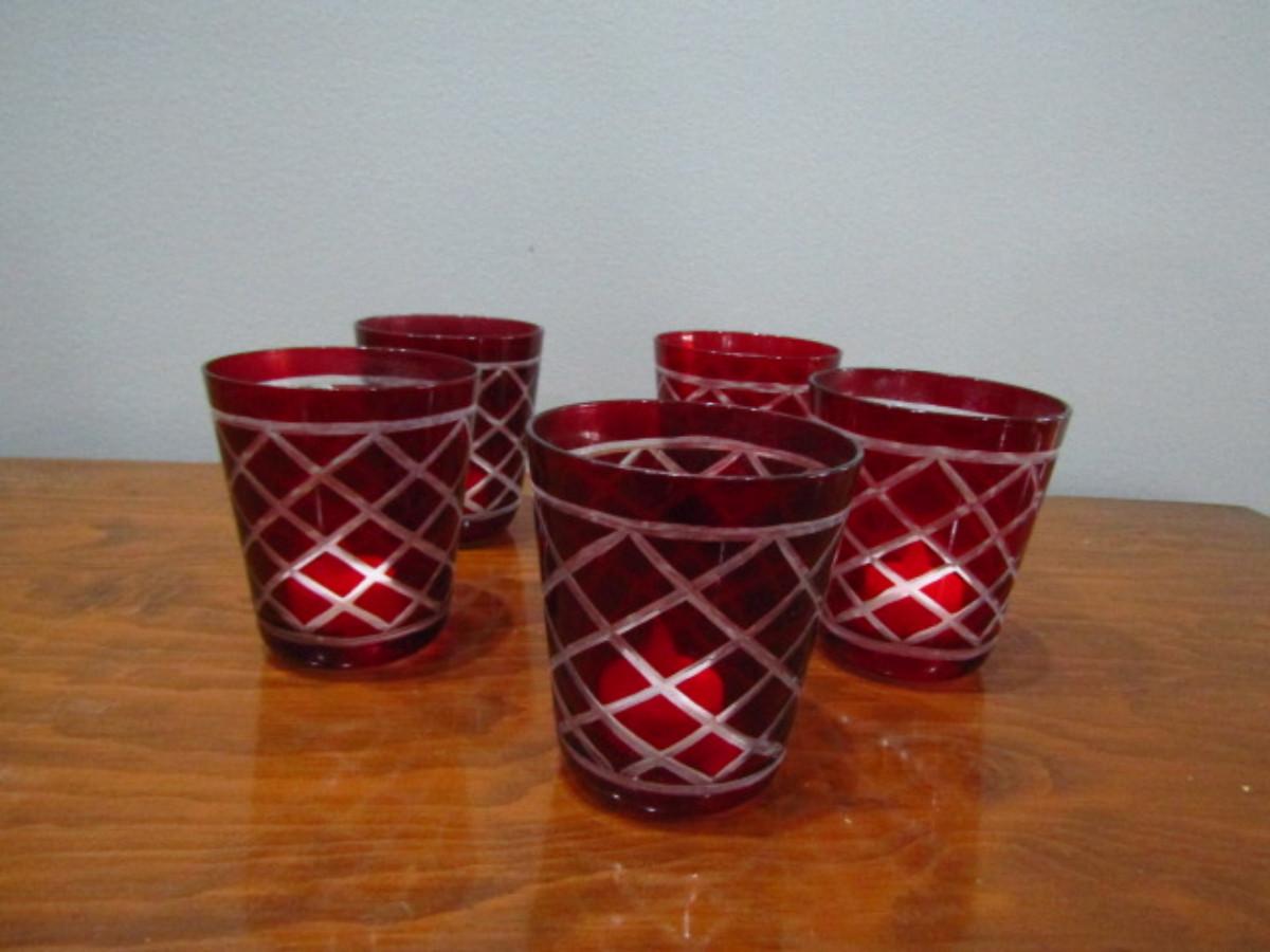 Set of Five Pottery Barn Glass Candle Holders (LR)