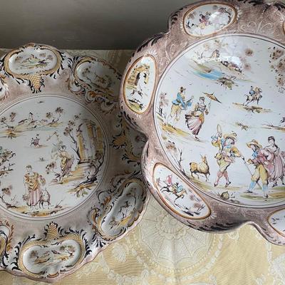 Bowls, platters, plates, bells, dishes with lids and ink well.  From Germany, Italy, Japan, Austria