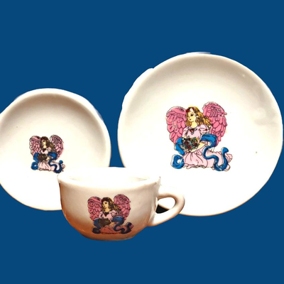 Vintage Porcelain Angel Miniature Tea Set