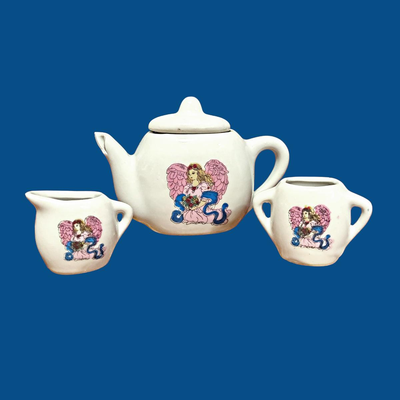 Vintage Porcelain Angel Miniature Tea Set