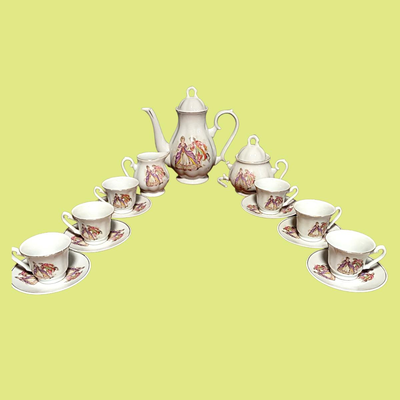 Vintage Porcelain Miniature Victorian Couple Tea Set