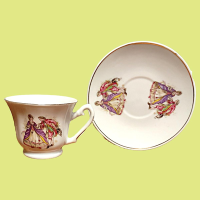 Vintage Porcelain Miniature Victorian Couple Tea Set
