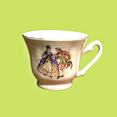 Vintage Porcelain Miniature Victorian Couple Tea Set
