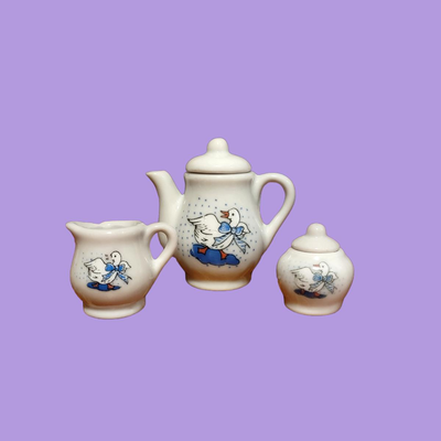 Vintage Porcelain Goose Miniature Tea Set