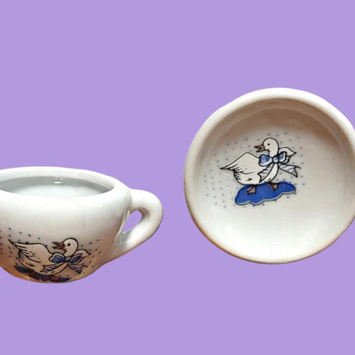 Vintage Porcelain Goose Miniature Tea Set