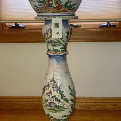 Italian Faience Pedestal with pot