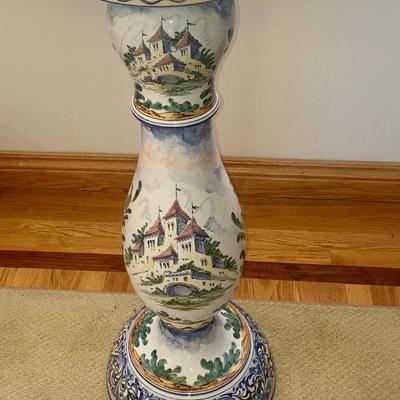 Italian Faience Pedestal with pot