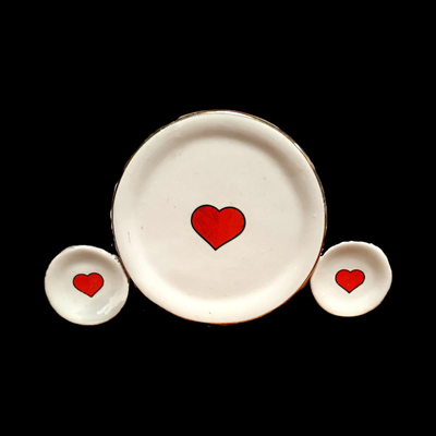 Vintage Porcelain Miniature Heart Tea Set