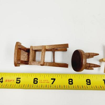 MINATURES - WOODEN FURNITURE & VINTAGE DOLL