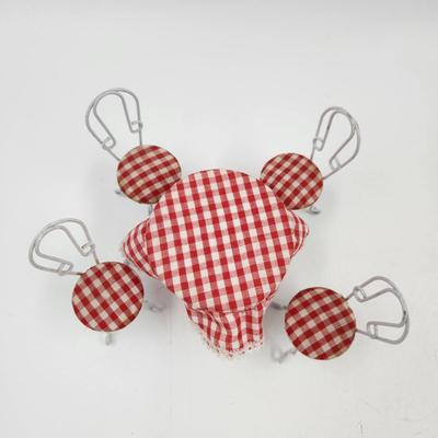 MINATURES - METAL TABLE & CHAIRS W/ CHECKERED COVERS
