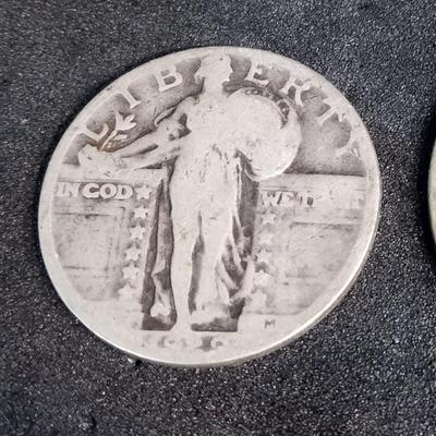 1909-S SILVER BARBER HALF DOLLAR AND SILVER STANDING LIBERTY QUARTER