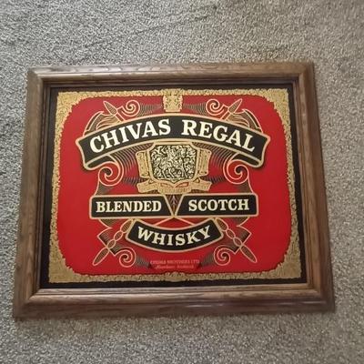 CHIVAS REGAL WISKEY AND AMSTEL LIGHT FRAMED BAR MIRRORS