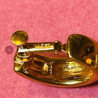 Signed Vintage Gold-Tone Napier Hoop Earrings Screw-back Clip On