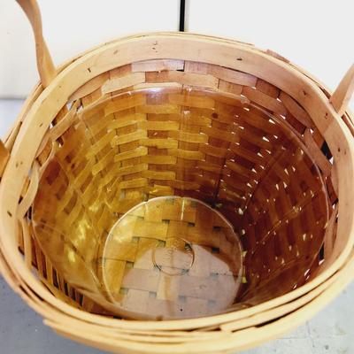 CUTE LEATHER HANDLED BASKET