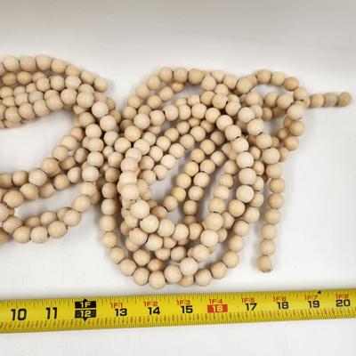 VINTAGE NATURAL WOOD HUNG BEADS 16 FT