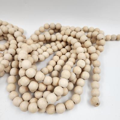 VINTAGE NATURAL WOOD HUNG BEADS 16 FT