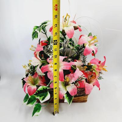 VINTAGE ARTIFICIAL LILIES IN A BASKET