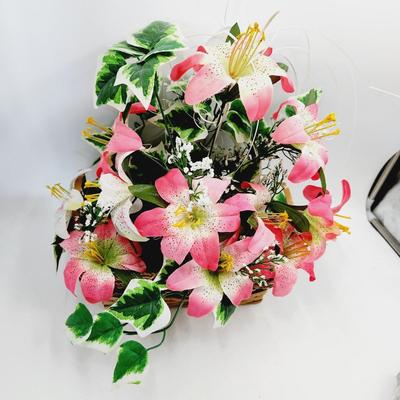VINTAGE ARTIFICIAL LILIES IN A BASKET