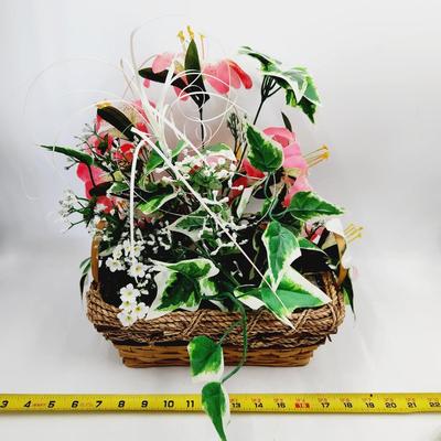 VINTAGE ARTIFICIAL LILIES IN A BASKET