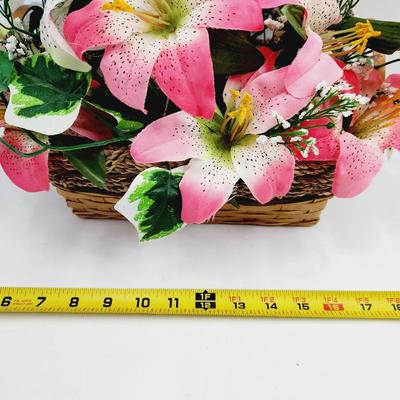 VINTAGE ARTIFICIAL LILIES IN A BASKET