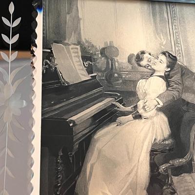 EARLY ENGRAVED PRINT COUPLE, PIANO