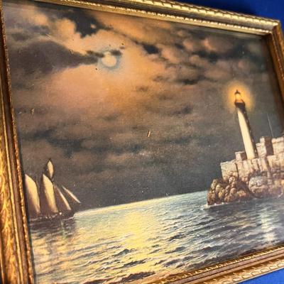 FRAMED LIGHTHOUSE PRINT CIRCA 1920â€™S