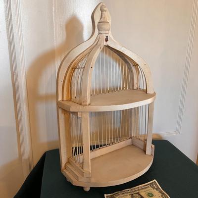 DISTRESSED WALL SHELF BIRD CAGE STYLE