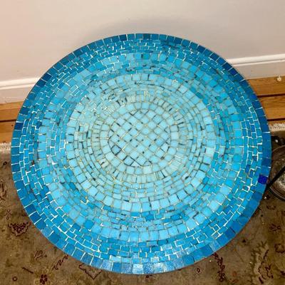Mosaic Bistro Table and Metal Plant Stand