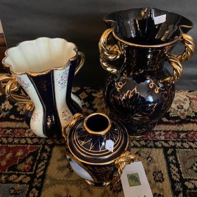 Painted gold leaf Vases and bowls