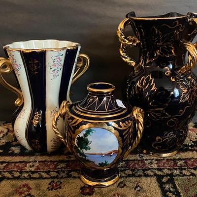 Painted gold leaf Vases and bowls