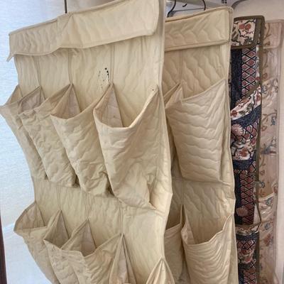 Pair of Standing wardrobes and hanging shoe holders.