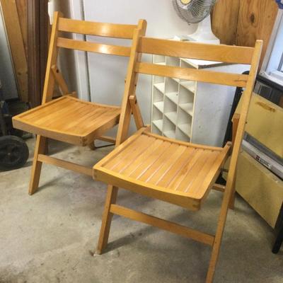 680 Two Folding Wooden Chairs