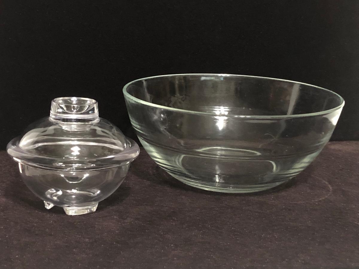 VINTAGE CLEAR GLASS CANDY BOWL WITH LID