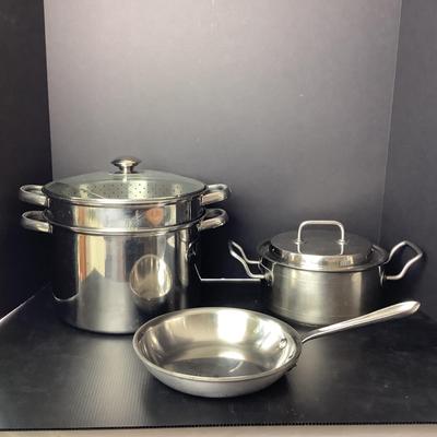 742 ALL CLAD Skillet with Stainless Steamer Pot