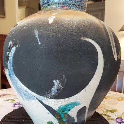 Jim Romberg Raku pottery vase..