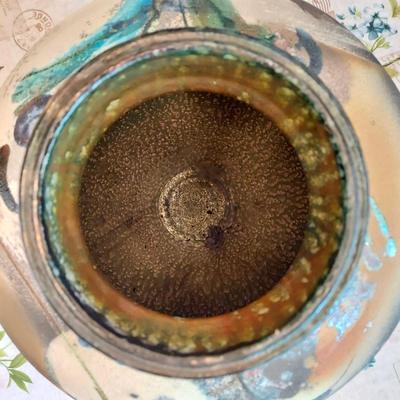 Jim Romberg Raku pottery vase..