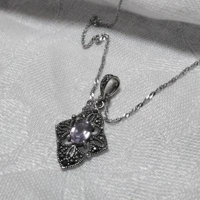 Vintage Amethyst and Marcasite 925 18