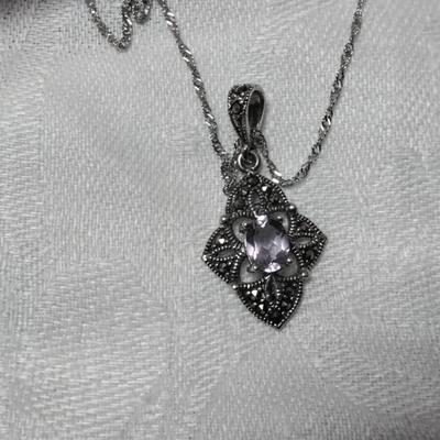 Vintage Amethyst and Marcasite 925 18