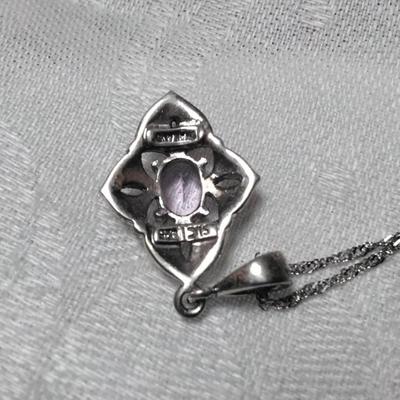Vintage Amethyst and Marcasite 925 18" Necklace