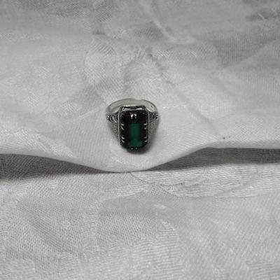 Beautiful Filigree Emerald Quartz 925 Ring Size 9
