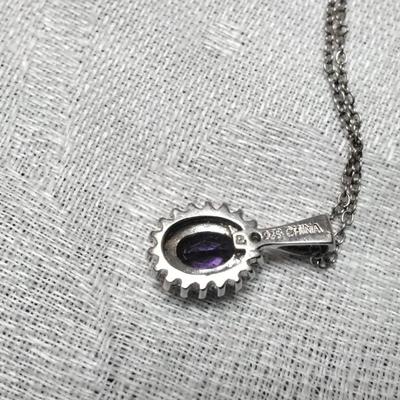 Gorgeous Ross Simons Amethyst and Diamond 18" Necklace