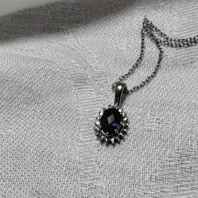 Gorgeous Ross Simons Amethyst and Diamond 18" Necklace