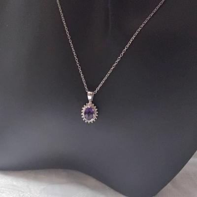 Gorgeous Ross Simons Amethyst and Diamond 18" Necklace