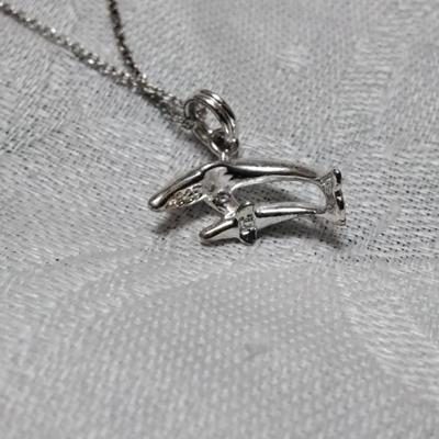 Beautiful Shiny Jumping Dolphins 925 18" Necklace